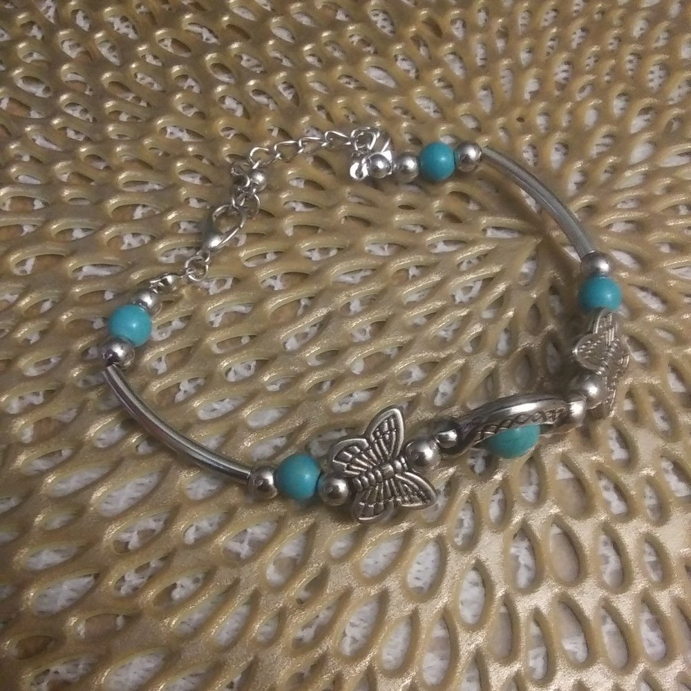 Blue Stone Butterfly Anklet